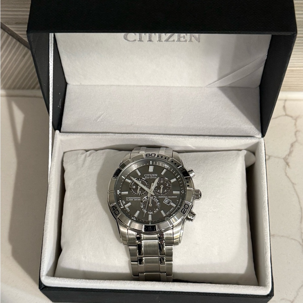 Citizen Silver and Black Chronograph Watch